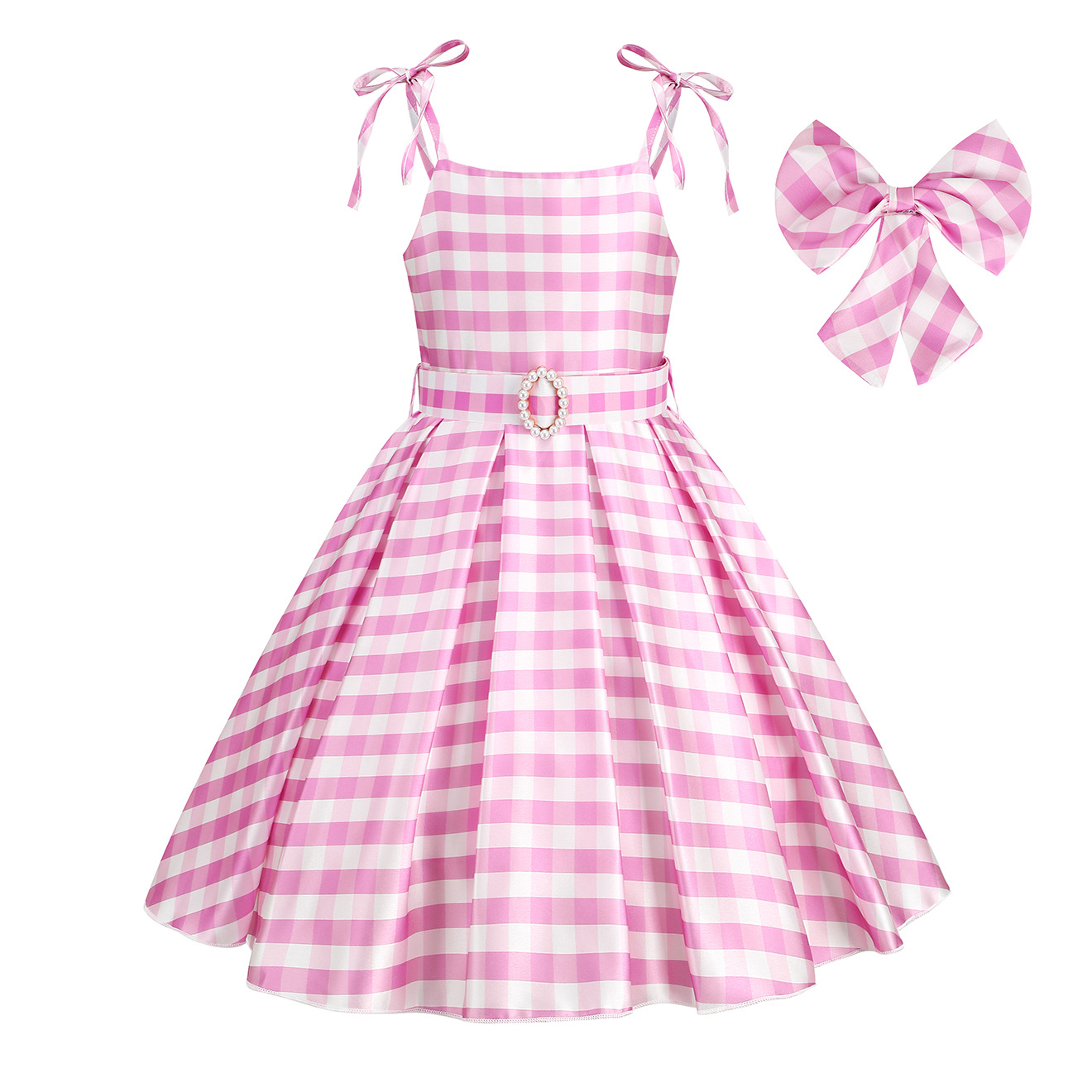 Barbie movie same style Real person cosplay European and American Barbie pink sling dress girls' party skirt