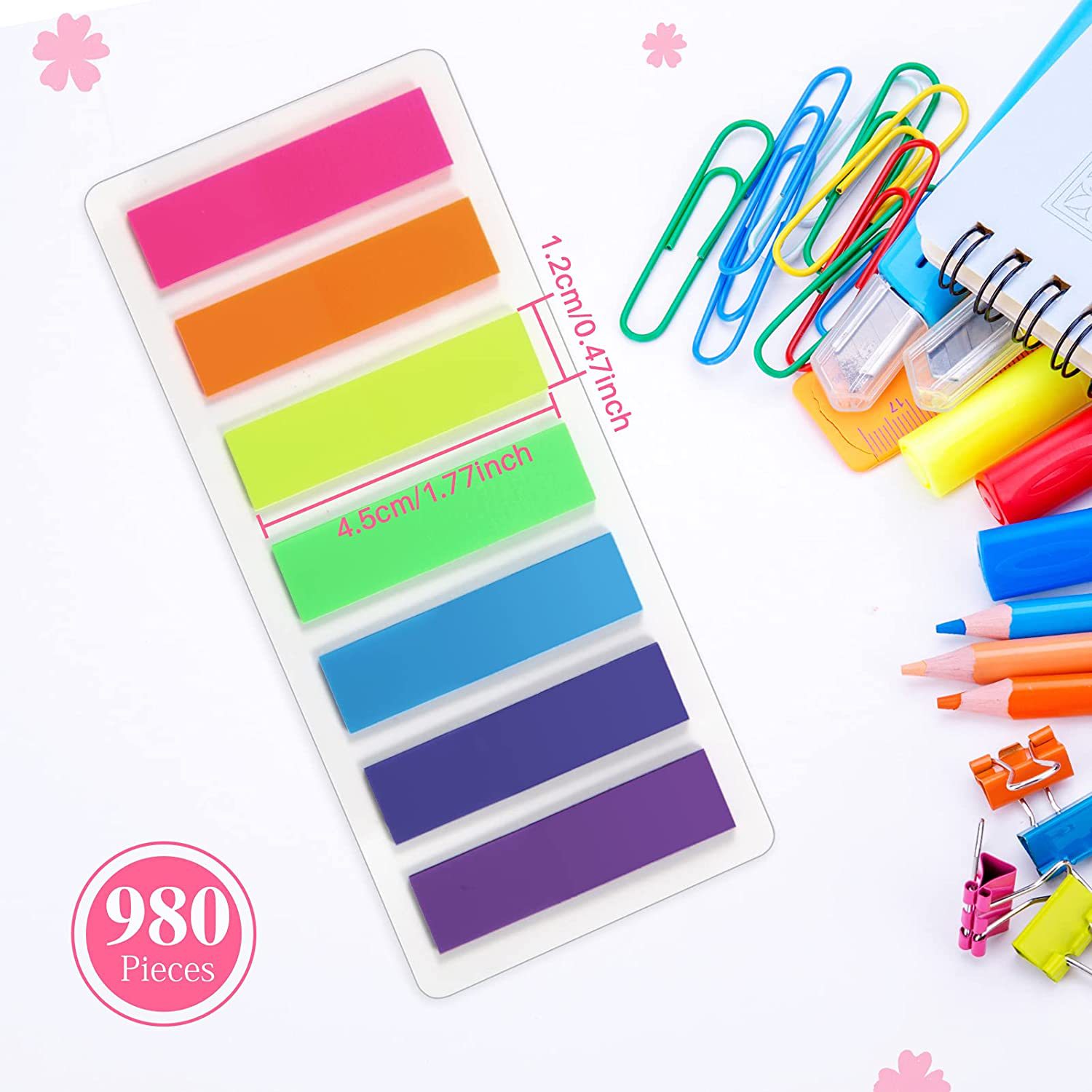 7 color fluorescent pet Post-It note transparent index n times paste color pet index stick bookmark mark
