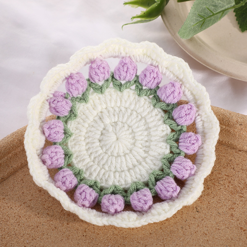 New Korean Net red tulip flower coaster flower knitted wool handmade jewelry wholesale