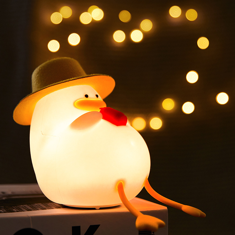 New Happy Ya Duck Night Light Smart Voice Bedside Silicone Pat Light Creative Gift Silicone Night Light