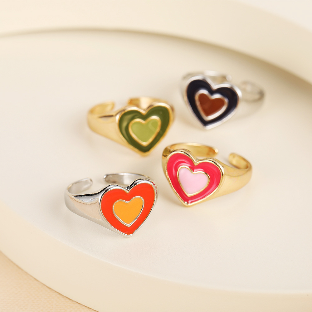 ins Neue Neue Doppel-schicht Liebe Kaffee Doppel-farbe Süße Liebe Öl Tropf Ring Farbe Erhaltung Galvani Lebensmittel Ring_voghion.com