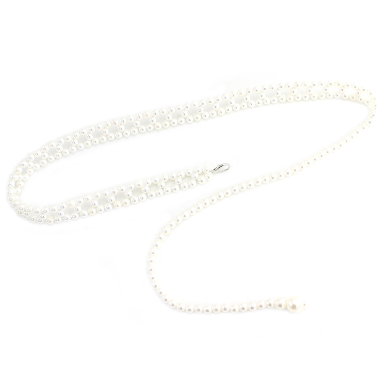 Hook Pearl Belt Women's dress Hanfu Accessories Thin Waist Chain Elegant Elegant Elastic Waist Seal Three