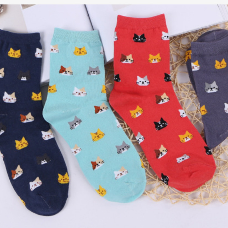 20新型女性靴下小動物秋冬子猫中筒綿靴下女性ファッション靴下メーカー卸売り|undefined