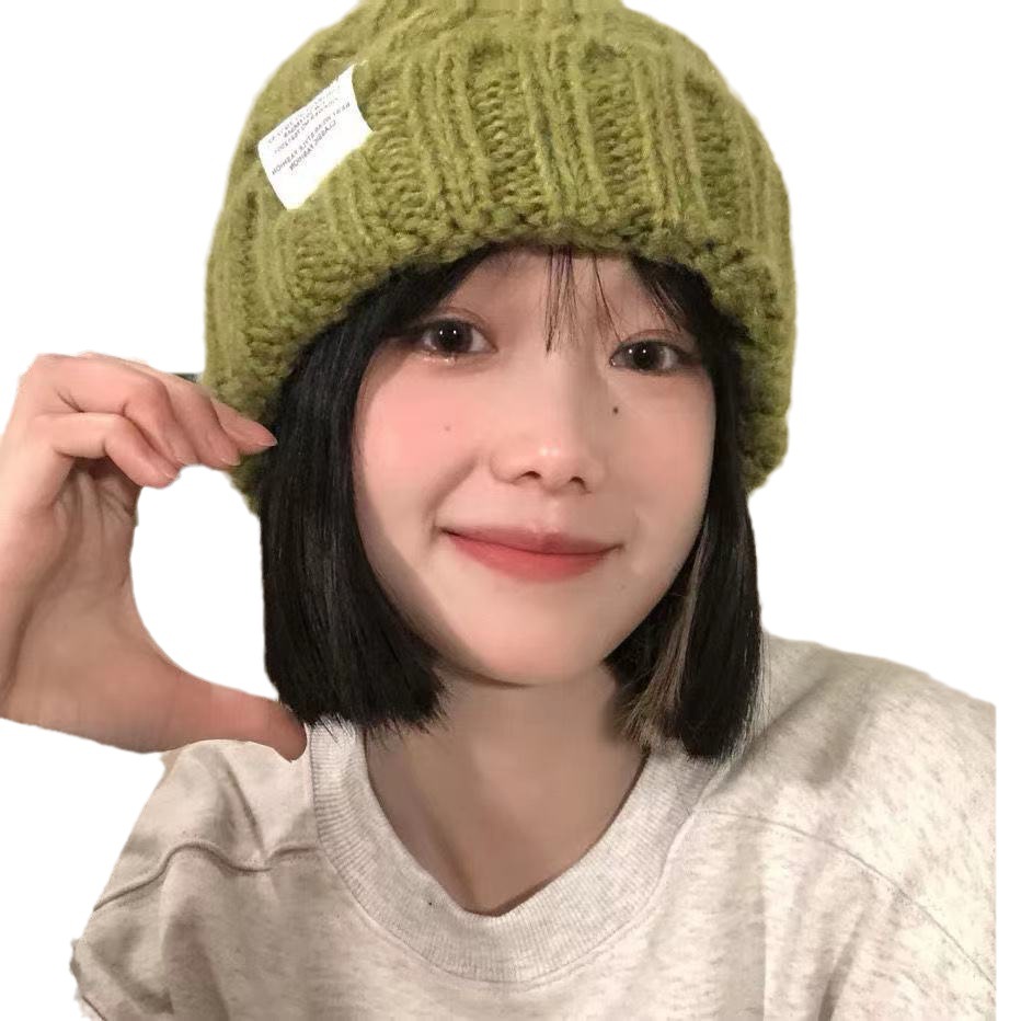 Hat Women's Korean-style solid color twist wool autumn and winter versatile student warm ear protection knitted hat flanging ear protection cold hat