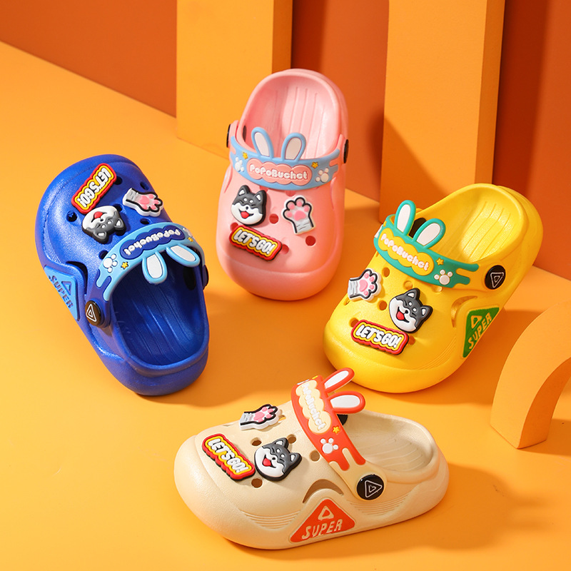 Children's Slippers Boys' New Non-slip Soft-soled Cave Shoes for Girls and Babies Home and Outfit Cartoon Toe Sandals and Slippers