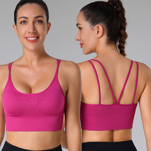 Cross Beauty Back Non-rimmed Sports Bra Quick-drying Shockproof Running Fitness Sports Underwear European and American Plus Size Bra for Women
