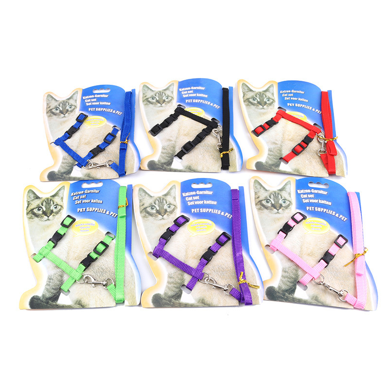 Spot cat leash I-shaped optional color Walking cat leash cat leash pet chest strap cat chain cat traction