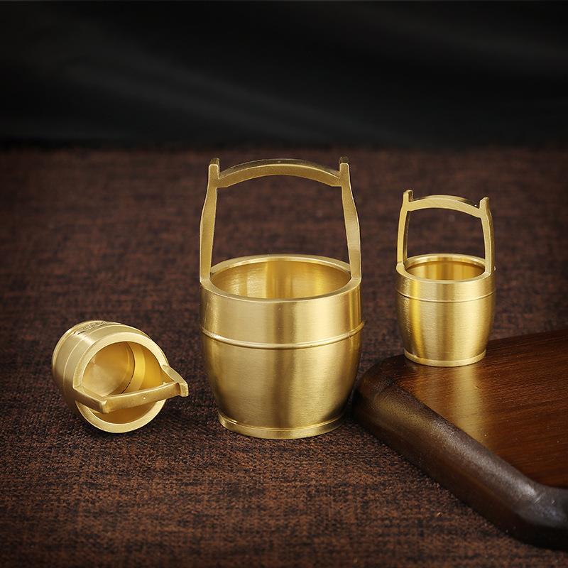 All brass bucket of gold bucket ornaments desktop fortune into treasure brass crafts ornaments creative copper cylinder manufacturers batch