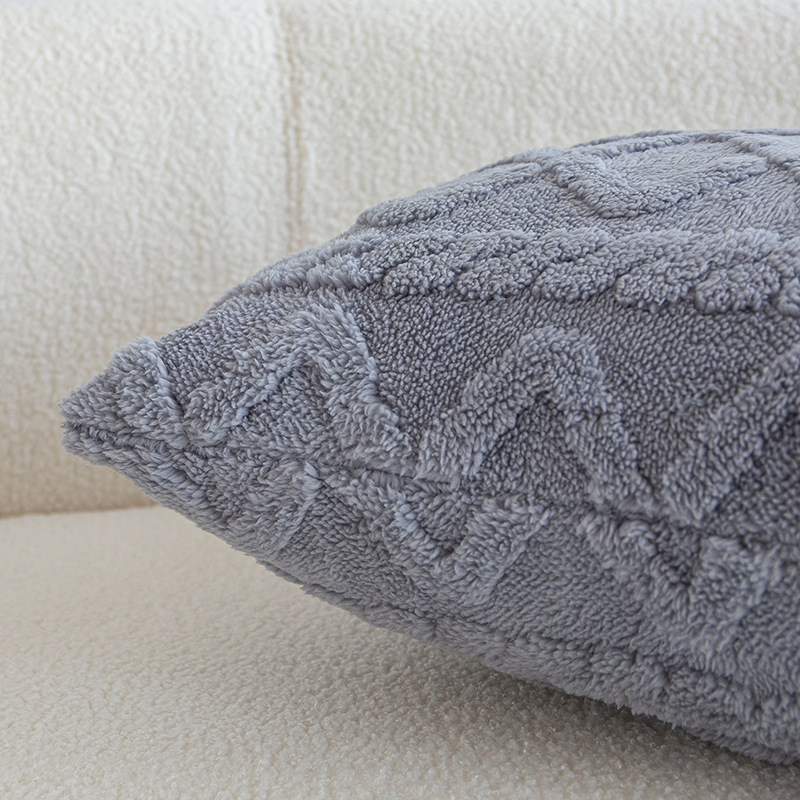 Modern simple double-sided tower velvet pillow case cross-border autumn and winter plush pillow bedside lumbar support living room sofa cushion