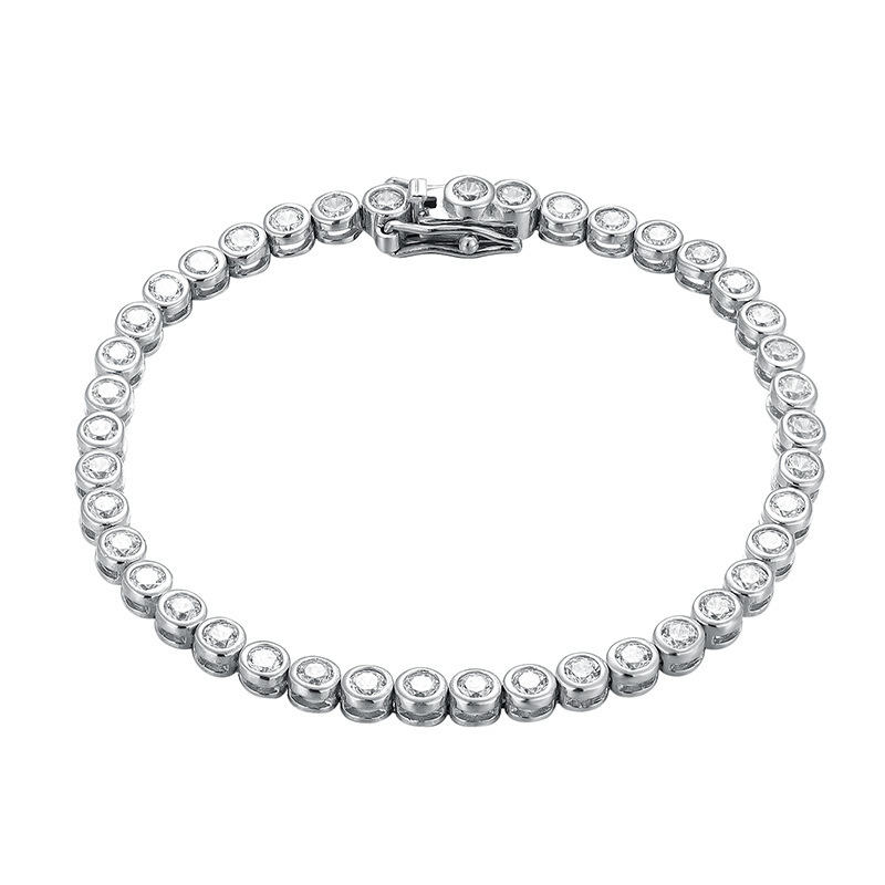 3mm10分泡ドリル莫桑ドリルブレスレット女純銀ins小衆デザインシンプル気質満ドリルクロスボーダーアクセサリー|undefined
