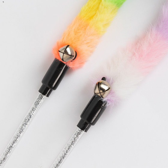 Cross-border new in stock flannel rainbow snake funny cat stick self-Hi pet supplies cat fun toys wholesale