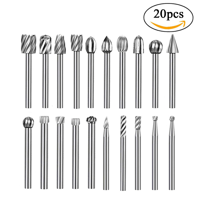 20-piece set of woodworking high-speed steel rotating file Electric Electric electric grinding woodworking carving grinding grinding head milling cutter accessories set