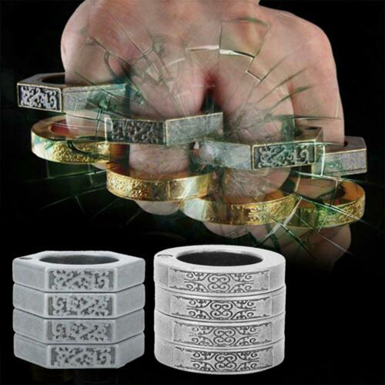 HARD SELF DEFENSE RING men's round wrench hexagon RING emergency window breaker SELF-DEFENSE RING