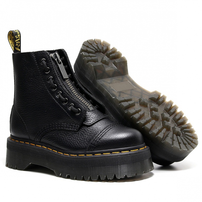 British Two-Wearing Thick 8-Hole 1460 Martin Boots Sinclair Front Zipper Top Layer Litchi Short Boots Puffin