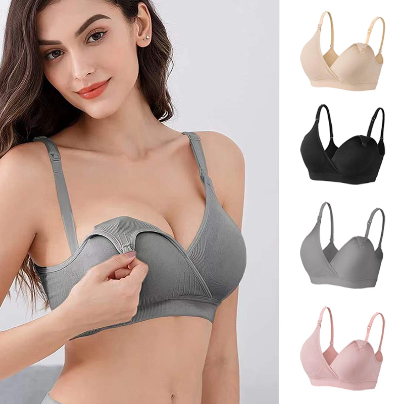 Cross-border European and American new breastfeeding bra front buckle wireless breastfeeding bra plus size underwear V-shaped