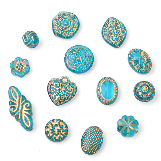 Acrylic Baroque Vintage Gold Oval Olive Flatten Beads Pumpkin Beads DIY Jewelry Earrings Accessories
