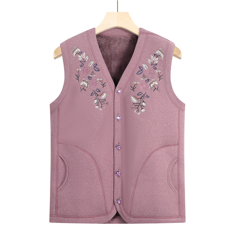 Old vest female autumn and winter grandma wear old vest outer wear mother fleece-lined thickened vest old lady coat