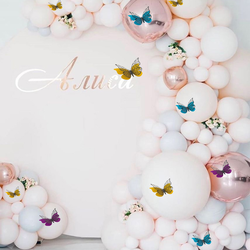 Double Layer Color Hollow Butterfly Wall Sticker 3D Hollow Paper Butterfly Amazon Wedding Festival Decoration