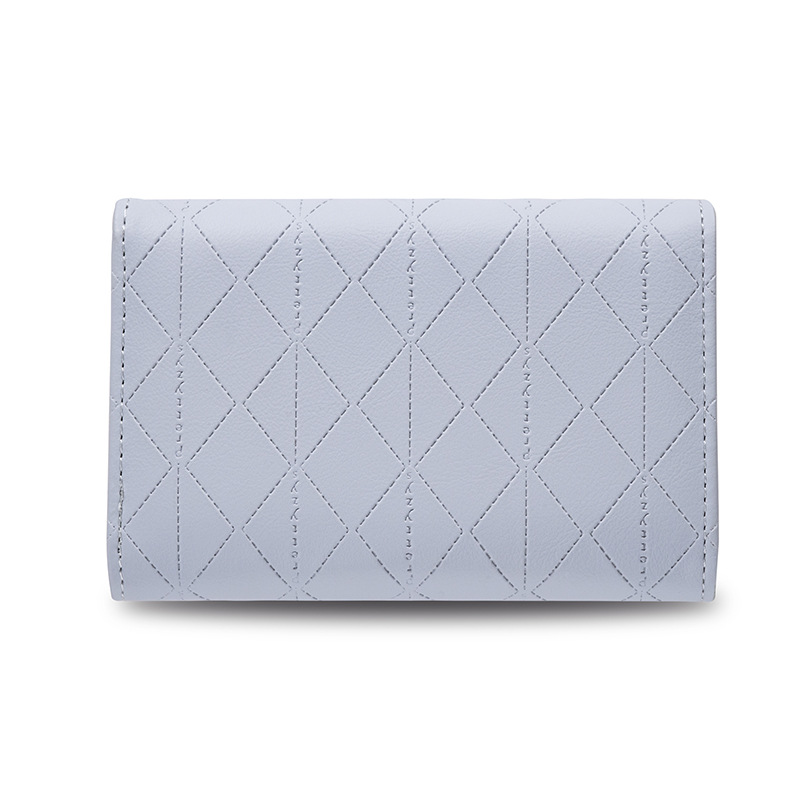 Women's Mid-length wallet summer new PU fresh rhombus personality leaf pendant tri-fold bag women's clutch