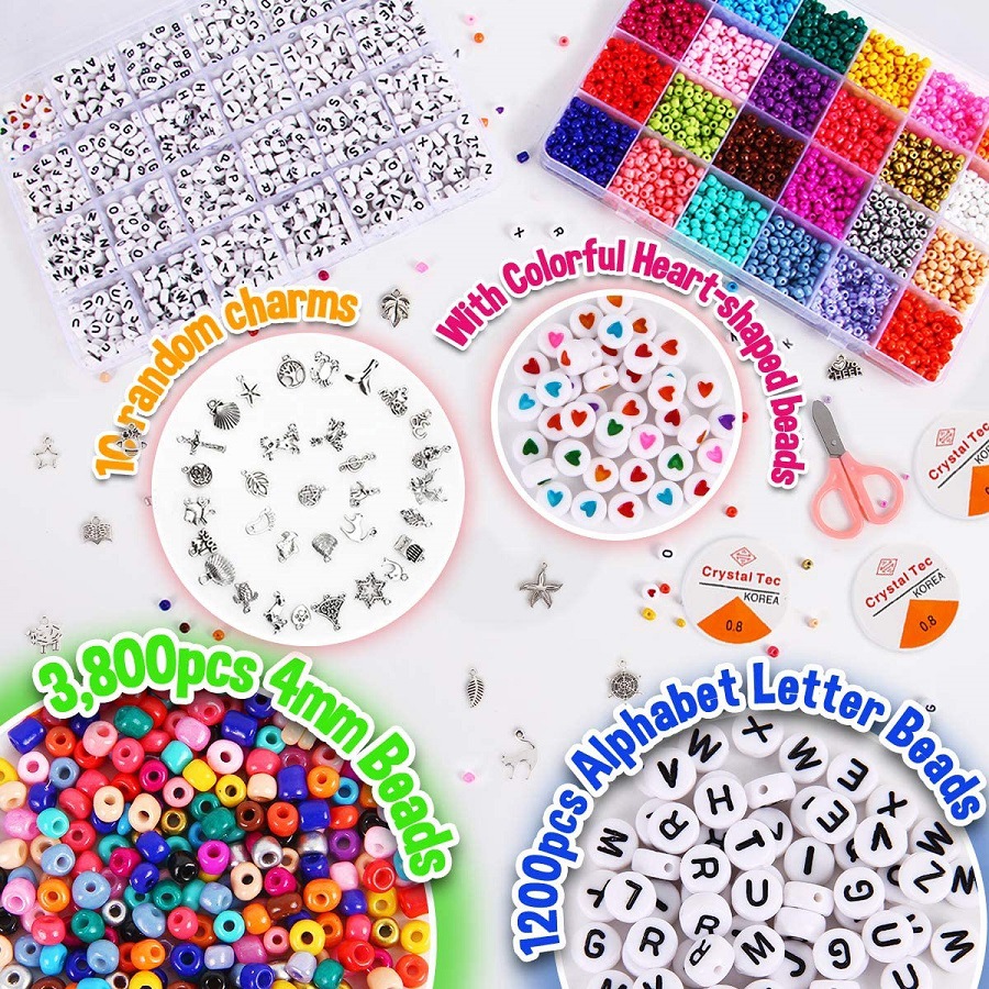 4mm glass rice beads with letters beaded material DIY earrings bracelet jewelry accessories suit 5000PCS
