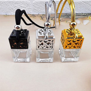 Car pendant square 10ML Water Cube car perfume bottle Car pendant glass bottle pendant essential oil sub-bottle