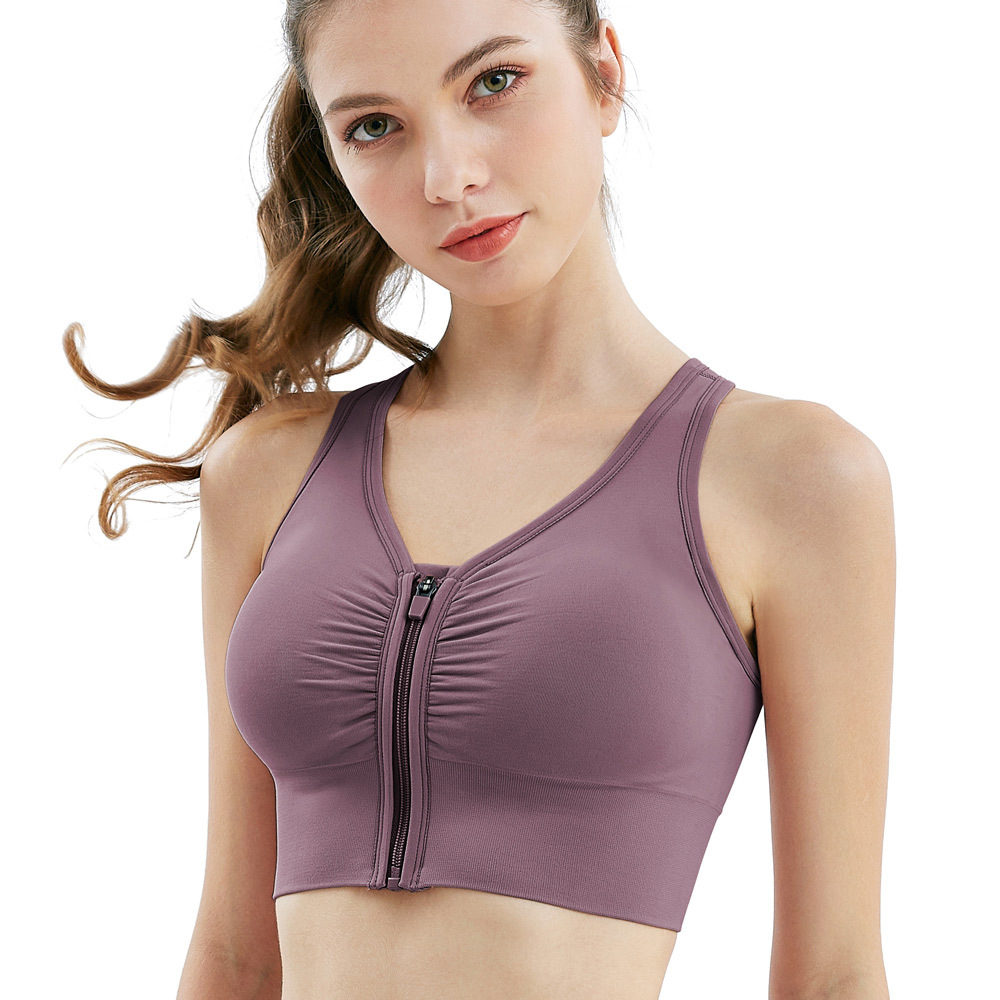 Front Zipper Sports Underwear bra Push-Up Beautiful Back bra Women's Shockproof Running Fitness Yoga Vest Outer Wear bra