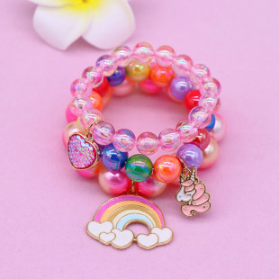 New alloy oil drop bracelet Rainbow Unicorn Children's bracelet cute girl's bracelet cross-border Source manufacturers batch