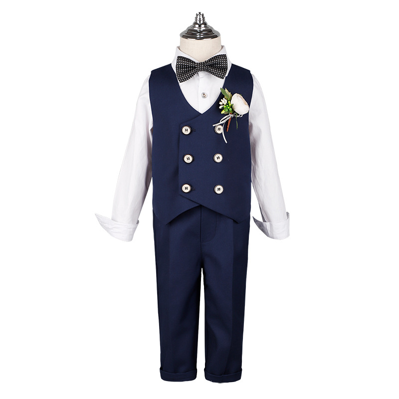 Children's suit autumn new boys solid color vest two-piece baby birthday dress a generation of hair