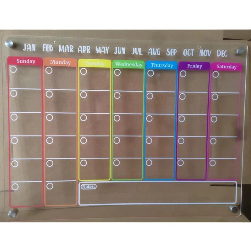 Magnetic Notepad Acrylic Transparent Weekly Meal Plan Recyclable Dry Wipe Board Weekly Calendar Refrigerator Message Board