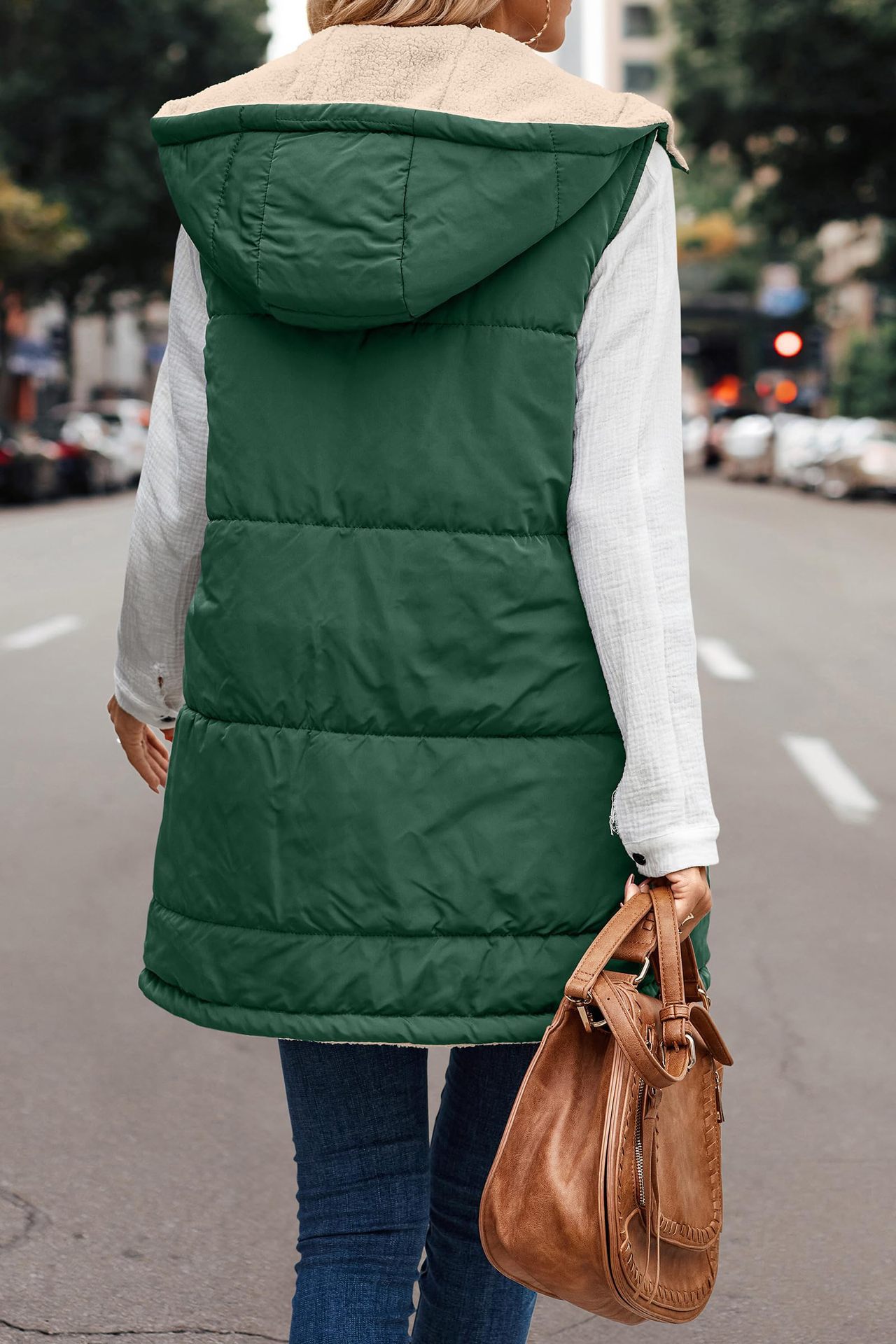 In stock 2023 new European and American solid color hooded cotton-padded vest double-sided warm cardigan windproof coat_voghion.com