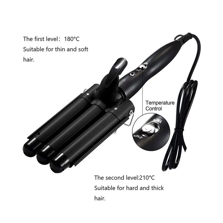 Cross-border three-tube curling rod ceramic egg curling rod bubble head electric curling head Three-Rod curling rod big roll