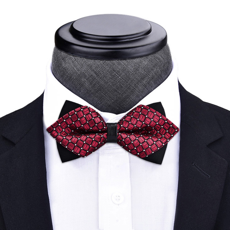 Pointed Bow Tie Groom Wedding Black Men's Suit wine red Bow Dress Wedding Best Man Korean Style British Style