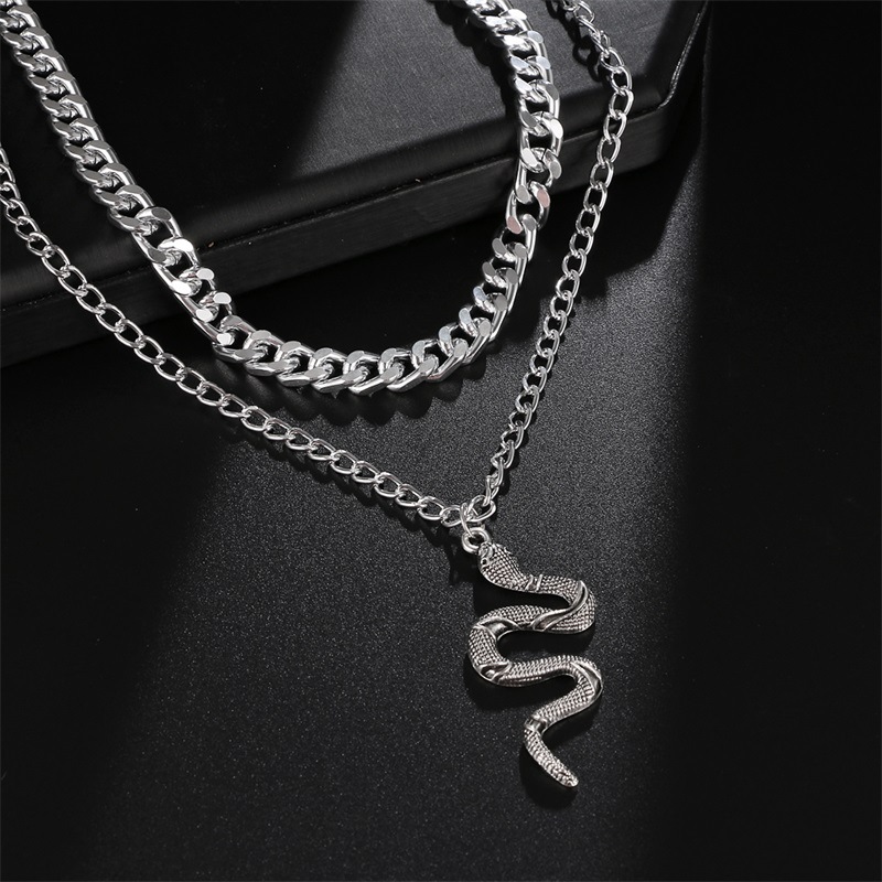 慕尚跨境新款蛇项链 ins创意双层粗链蛇吊坠项链女式锁骨链MS427