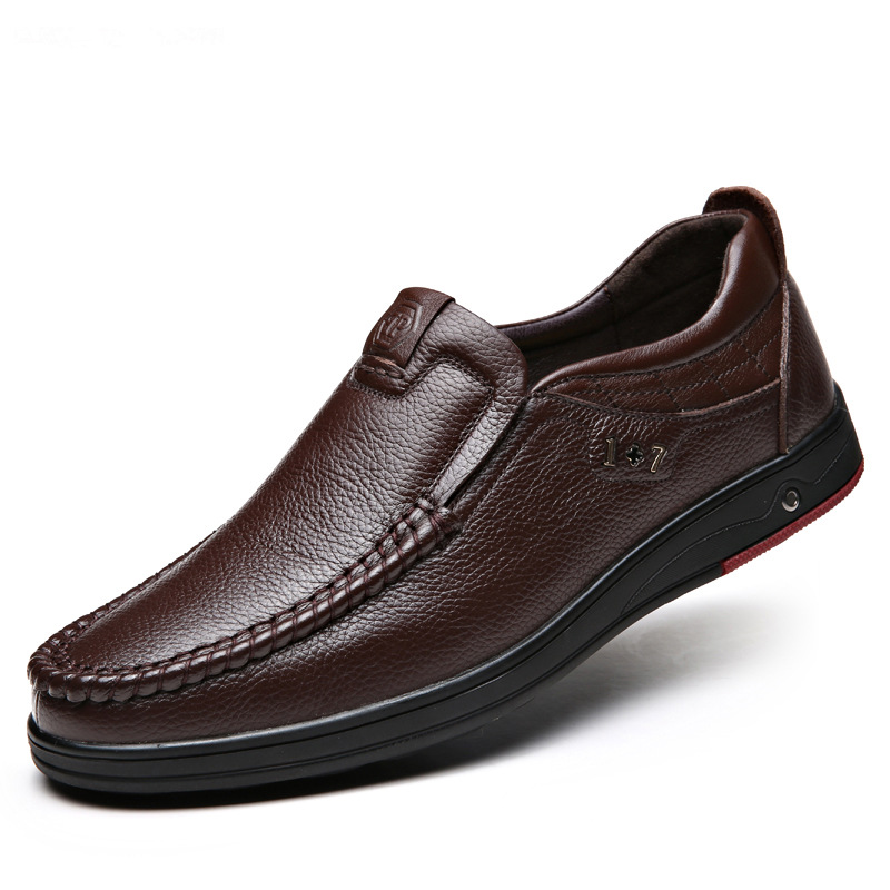 First Layer Cowhide Men's Shoes Men's Business Dress Shoes Men's Fashion Breathable Shoes British Slip-on Casual Shoes