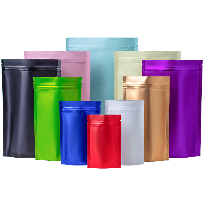 Matte aluminum foil self-standing bag frosted color aluminized packaging bag self-sealing bag tea snack bag printed logo