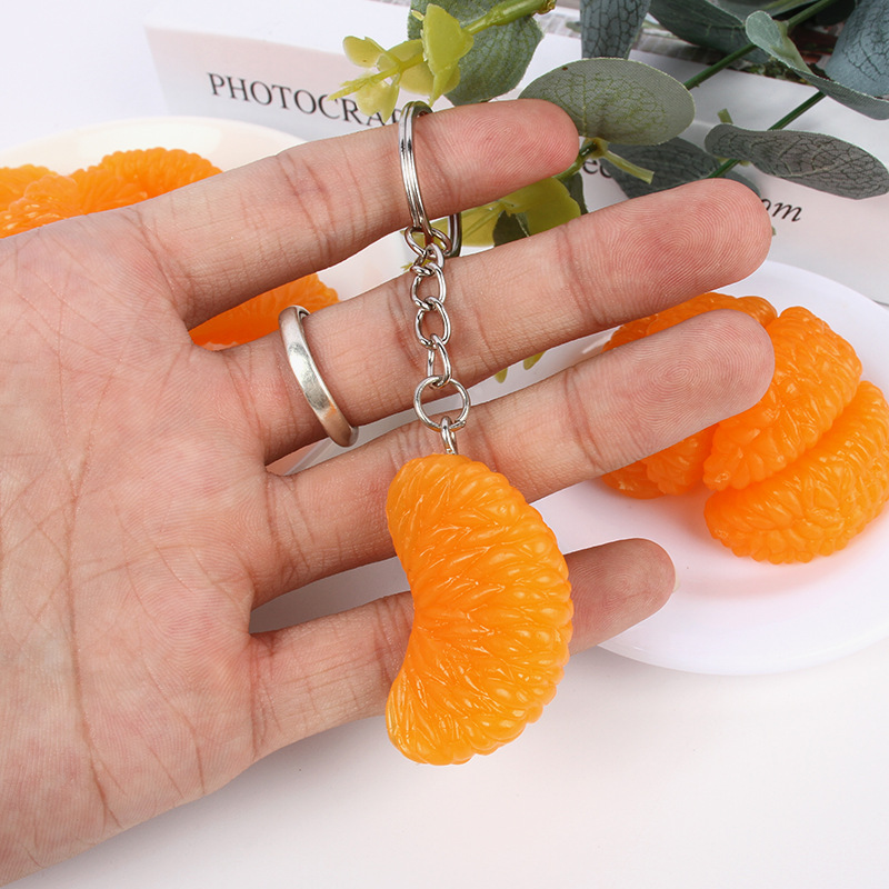 Simulation Orange Orange flap fruit model creative schoolbag keychain pendant accessories small gift night market commodities