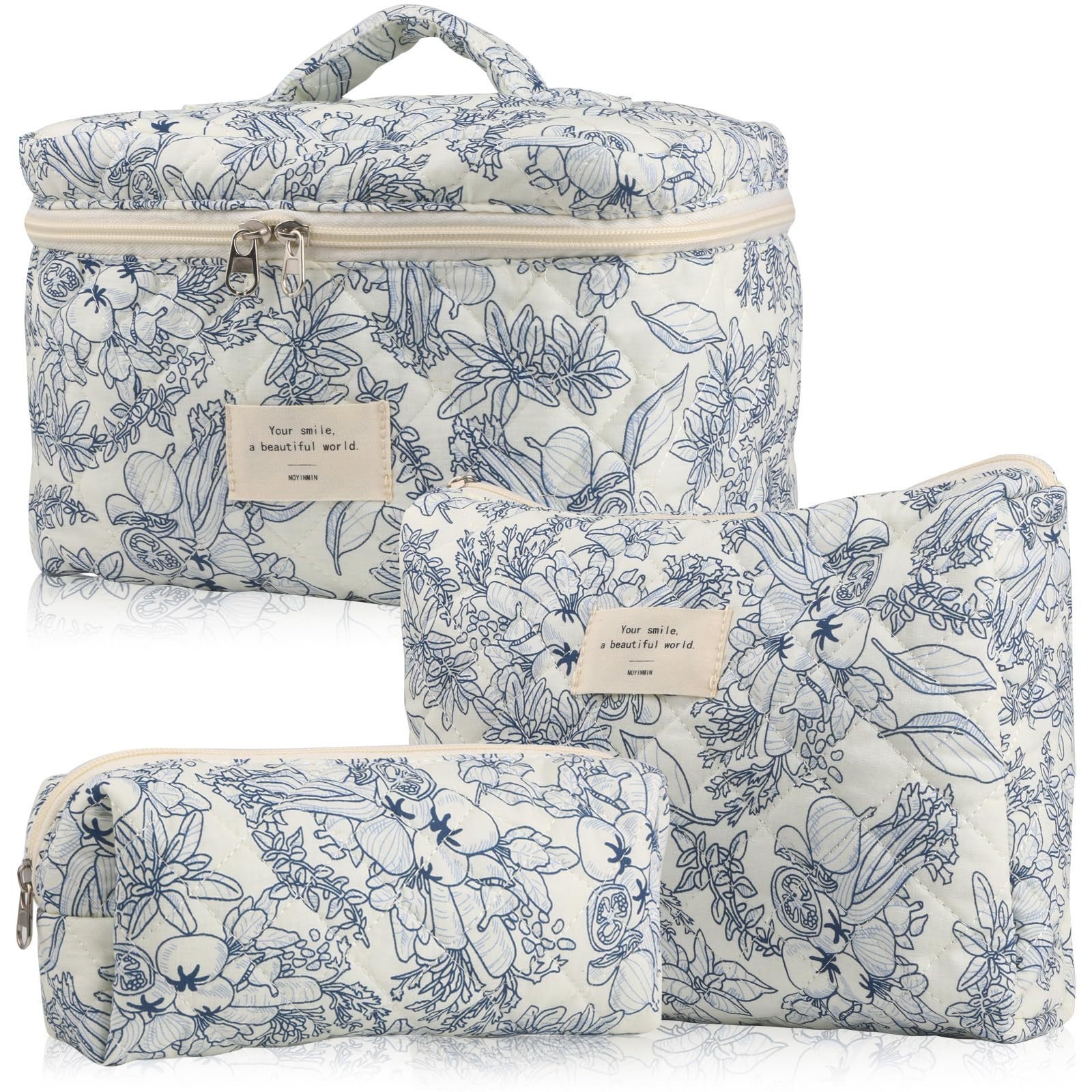 Portable Cosmetic Bag Large Capacity Small Floral Storage Portable Quilted Cotton Lovely Flower Ins Travel Student
