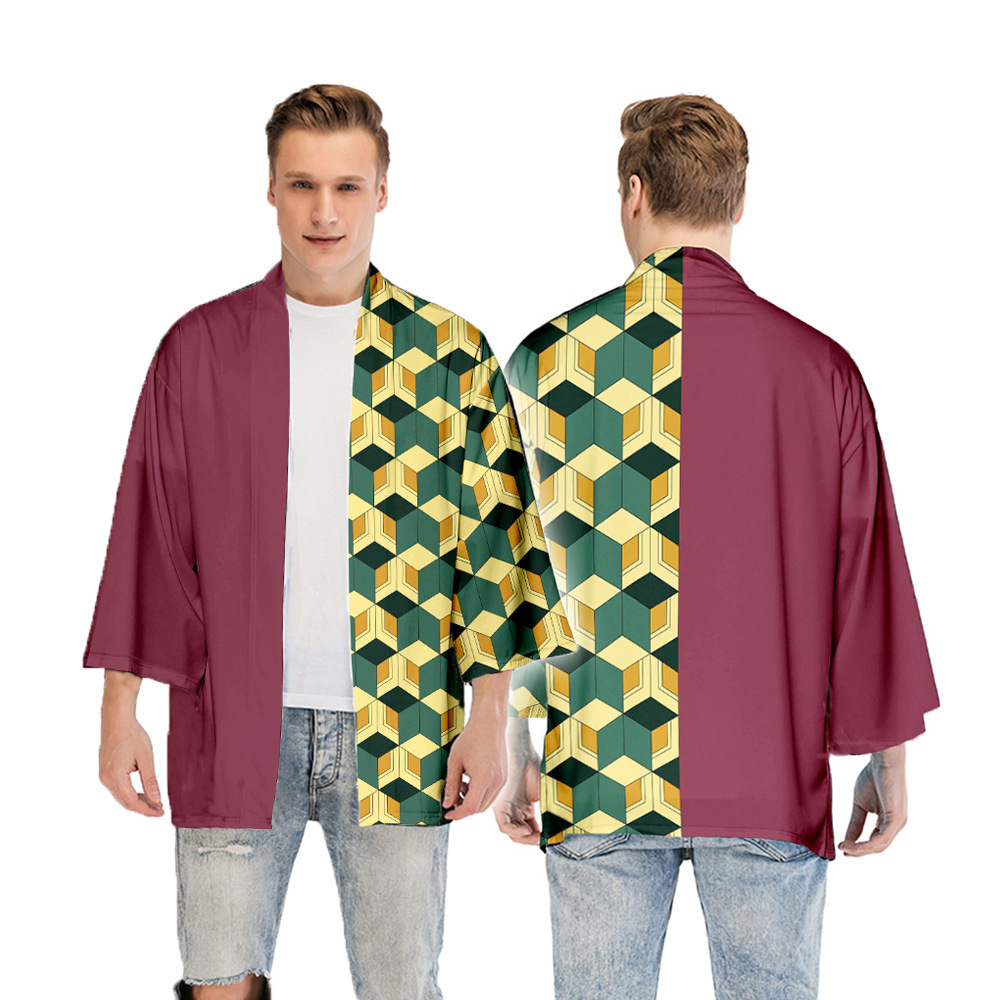 Ghost Blade anime peripheral feather woven kimono coat charcoal Zhilang you beans same style 3/4 sleeve cloak pajamas