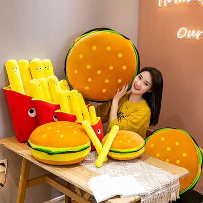 New hamburger pillow cross-border foreign trade french fries plush toy doll children Girl doll pillow wholesale