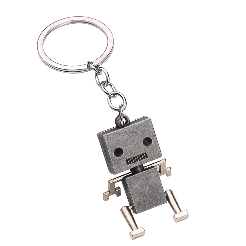 Creative movable robot keychain small box cartoon pendant key ring chain wholesale small gift wholesale