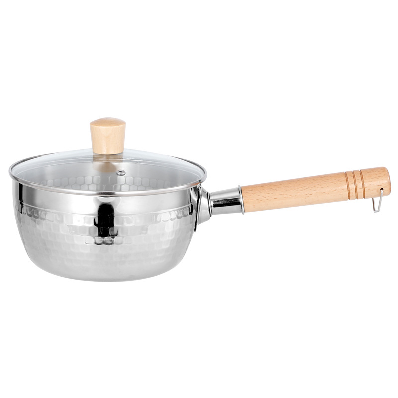 304 stainless steel flat-bottomed Japanese-style snow pan non-stick cooker induction cooker available soup and milk pan baby food supplement Fryer