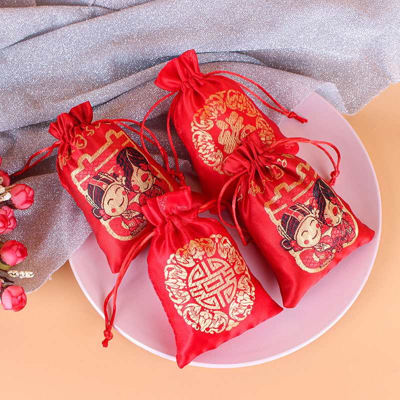 Spot gold lucky bag drawstring gift storage jewelry New Year lucky bag candy bag beam jewelry packaging lucky bag