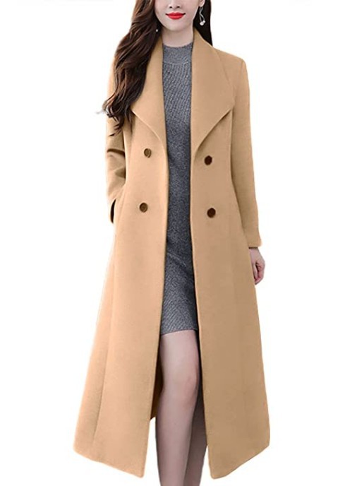  Autumn and Winter New Woolen Coat Thickened Large Size Foreign Trade Lapel Super Long Slim-fit Waist Jacket_voghion.com