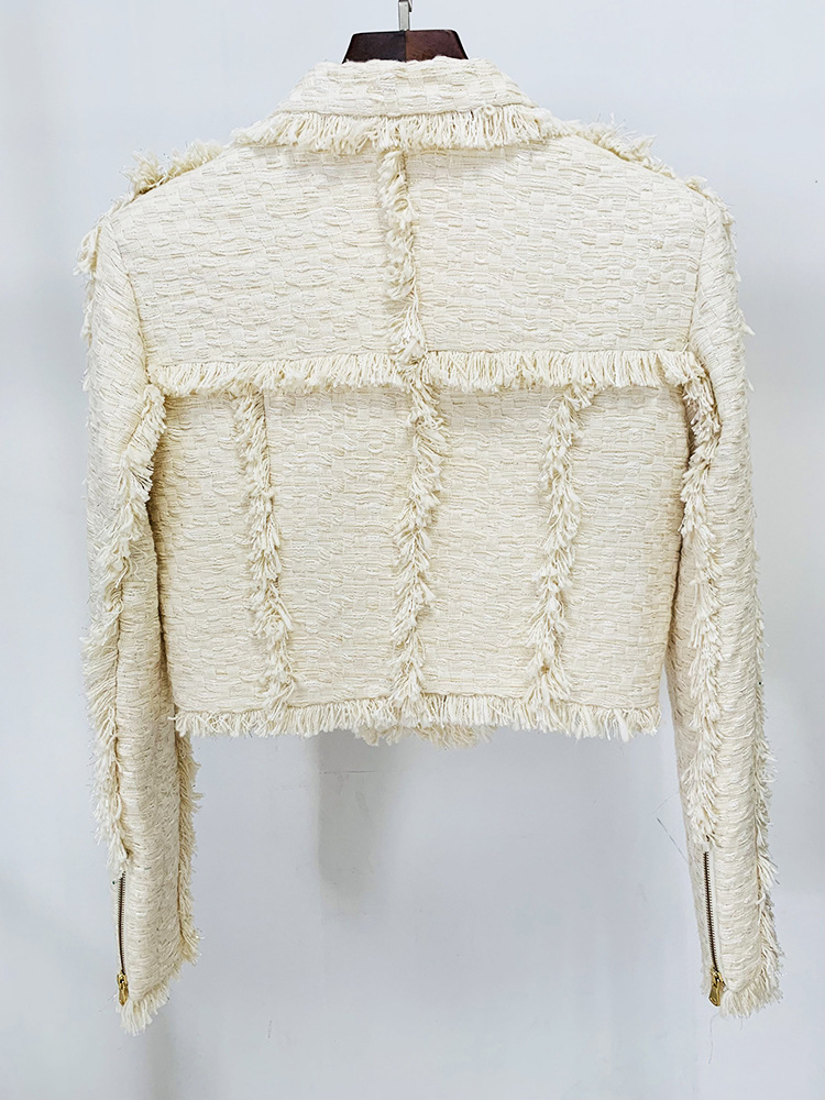 In stock 2024 autunno e inverno Nuova giacca da abito con frange in tweed corto temperamento moda europea e americana_voghion.com