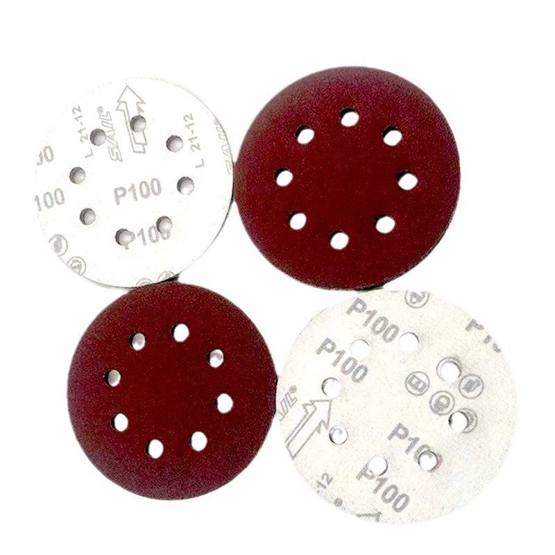 Cross-border Amazon flocking 5 inch 8 hole neutral disc sand air grinding flocking sandpaper back velvet sandpaper disc sand