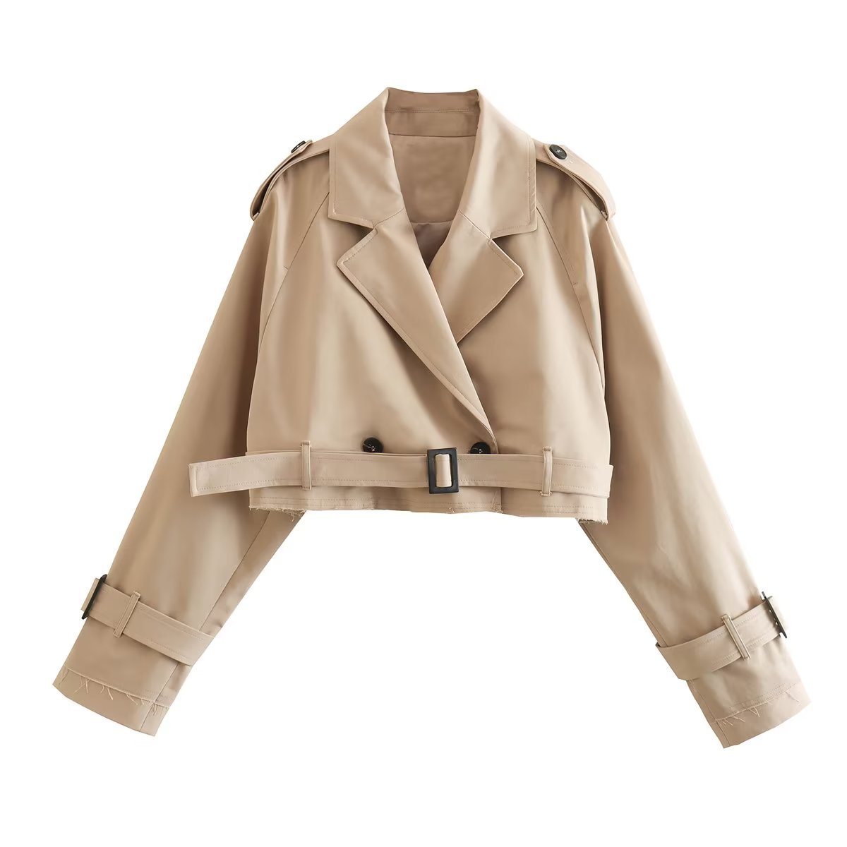 Wholesale Y2K2023 spring new European and American style women's short cut windbreaker belt coat jacket female B62529