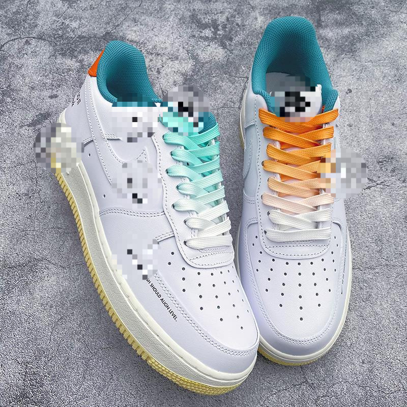 Baodi fit AJ1 Air Force No. 1 af1 men's white Green Orange mint green orange gradient white shoes shoelace women