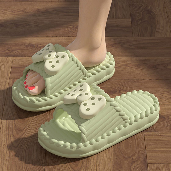 Slip-on Slippers for Women Summer Home Indoor Thick-soled Household Bathroom Non-slip Mute Couple Sandals and Slippers for Men