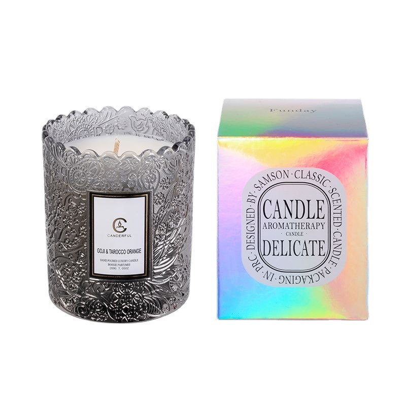 Aromatherapy candle cup embossed glass ins wind plant smokeless fragrance candle wholesale Valentine's Day gift