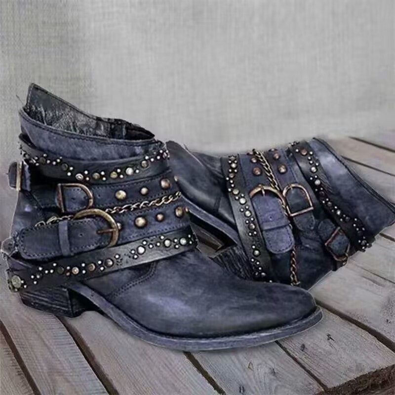 Independent Station European and American Cross-border Foreign Trade Women's Shoes 2023 Autumn and Winter Thick Heel Large Size Belt Short Boots Women